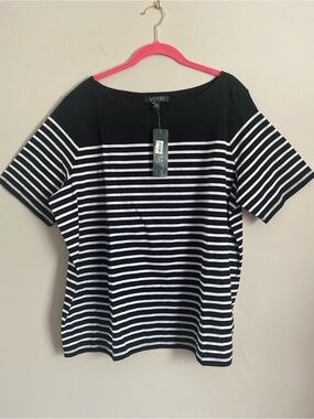 Ralph Lauren TShirt 2X 100% Cotton French Girl Nautical Preppy Parisian Chic NWT